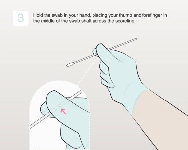 Pamuğu elinizin içinde tutun, başparmağınızı ve işaret parmağınızı skor çizgisi boyunca çubuğun ortasına yerleştirin. Adım 3