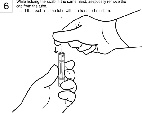 Step While Holding Swab Same Hand Aseptically Remove Cap Tube — Stock Vector