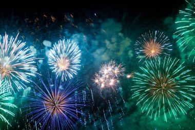 Bright colorful show of fireworks clipart