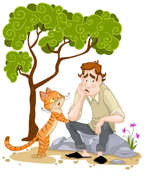 Una Ilustración Del Cuento Hadas Gato Con Botas Con Gato — Vector de stock
