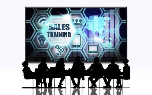 Sales Training,Group of people in the meeting,big screen business idea project computer