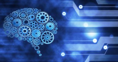 Fikirleri, kavramları, eğitimi, iş geçmişi olan çarklardan oluşan bir beyin.