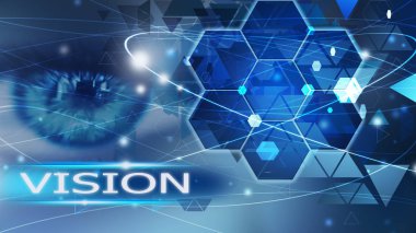Vizyon gelecek arka plan soyut kavramı mavi çözüm göz iş