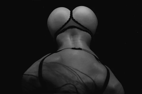Woman Nude Girl Erotic Black Background Model Nude Women Sensual — Stock Photo, Image