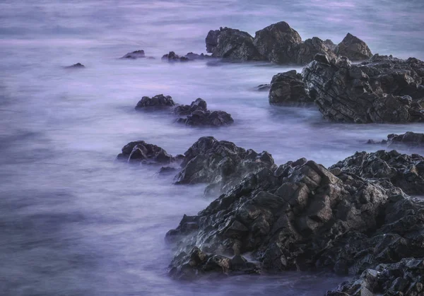 Water Rock Nature Photo Long Exposure Fog Effect Ocean Background — Stock Photo, Image