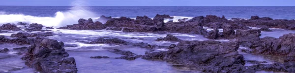 Water Met Rock Natuur Foto Met Lange Blootstelling Mist Effect — Stockfoto