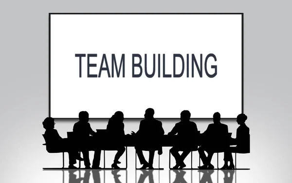 Team Building Grupp Människor Inom Affärsområdet Möte Stor Skärm — Stockfoto