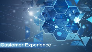 İş çözümleri için müşteri deneyimi kavramı mavi illüstrasyon