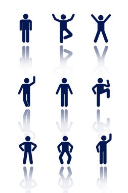 Yürüyen insanlar siluetleri iş izole, kişi simgesi işaretli pictogram