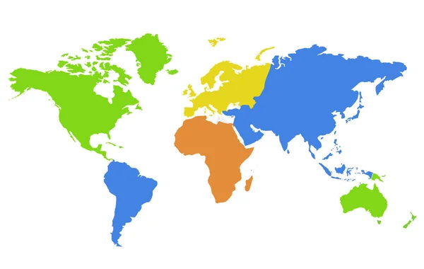 Continentes Mapa Mundo Cor — Fotografia de Stock