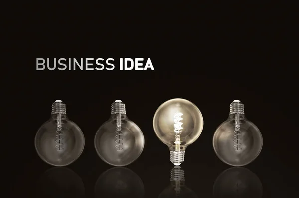 Бизнес Идея Инновации Креативности Освещаемые Лампочки Ряд Тусклые Концептуальное Решение — стоковое фото