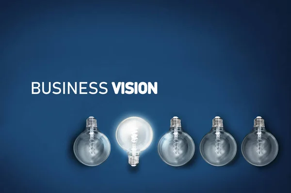 Business Vision Creativity Innovation Illuminated Light Bulb Row Dim Ones — Stock Photo, Image