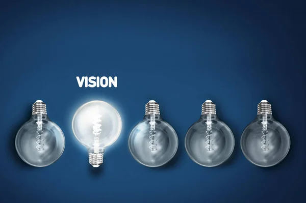 Visão Criatividade Inovação Iluminado Luz Lâmpada Linha Dim Ones Conceito — Fotografia de Stock