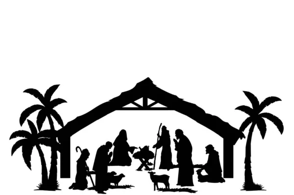 Geboorte Silhouet Jezus Familie — Stockfoto
