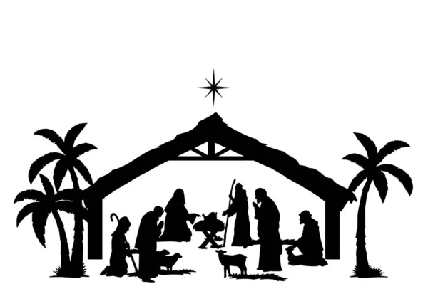 Geburt Silhouette Jesus Familie — Stockfoto