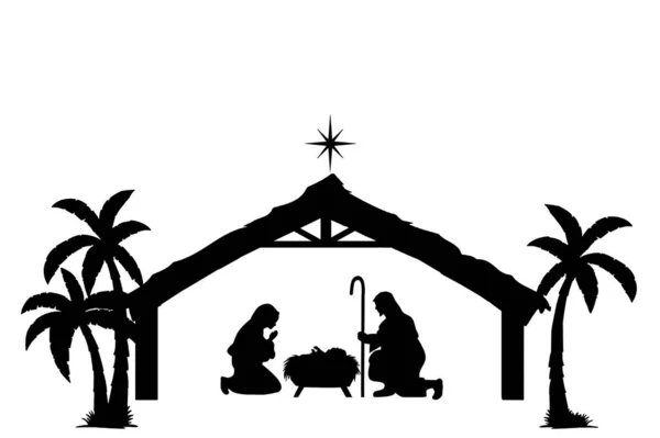 Geburt Silhouette Jesus Familie — Stockfoto