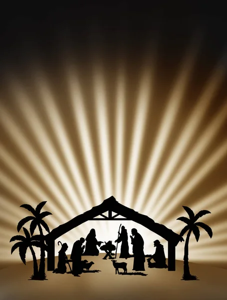 Nativité Silhouette Famille Jésus — Photo