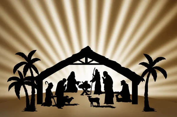 Nativité Silhouette Famille Jésus — Photo