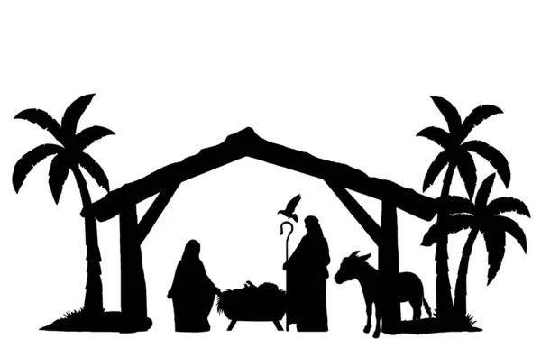 Nativité Silhouette Famille Jésus — Photo