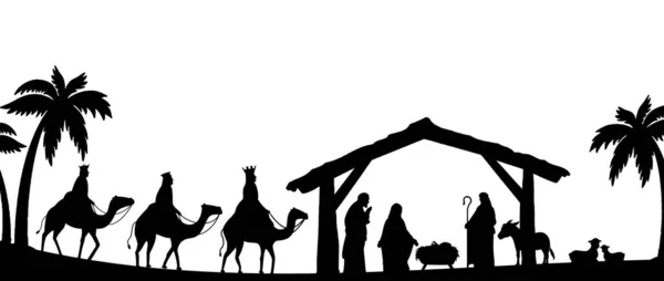 Nativité Silhouette Famille Jésus — Photo