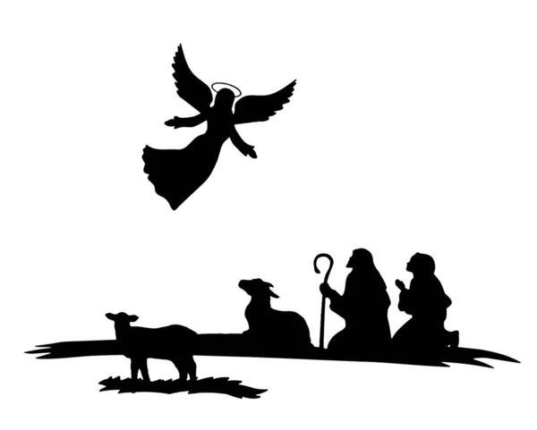 Shepherds silhouette , angels isolated