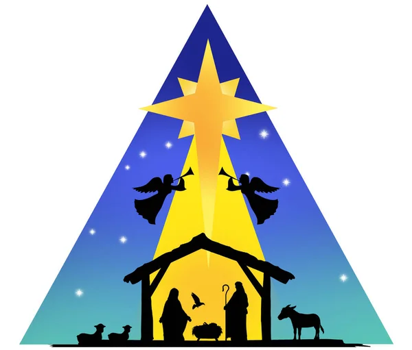Nativité Silhouette Religion Famille Jésus — Photo