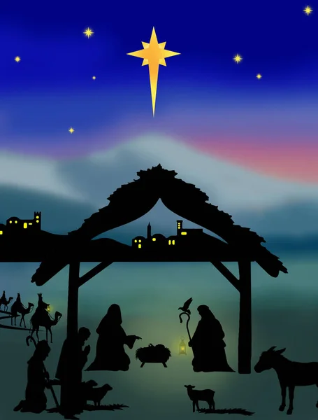 Szopka Bożonarodzeniowa Religia Jezus Rodzina — Zdjęcie stockowe