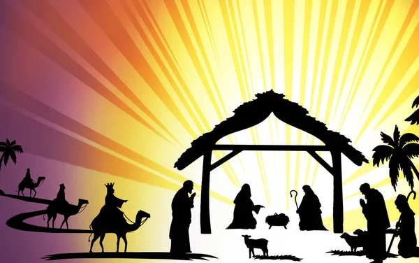 Nativity Silhouette Religion Jesus Family — 图库照片