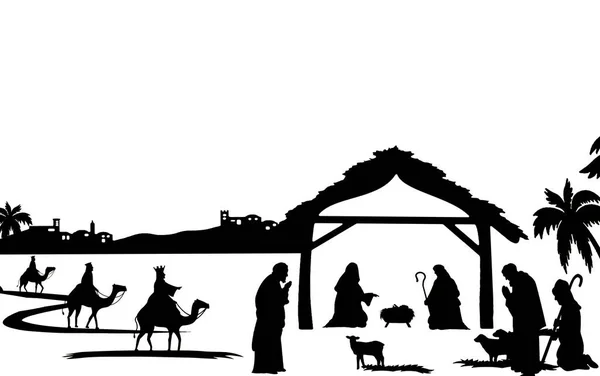Nativity Silhouette Religion Jesus Family — 图库照片
