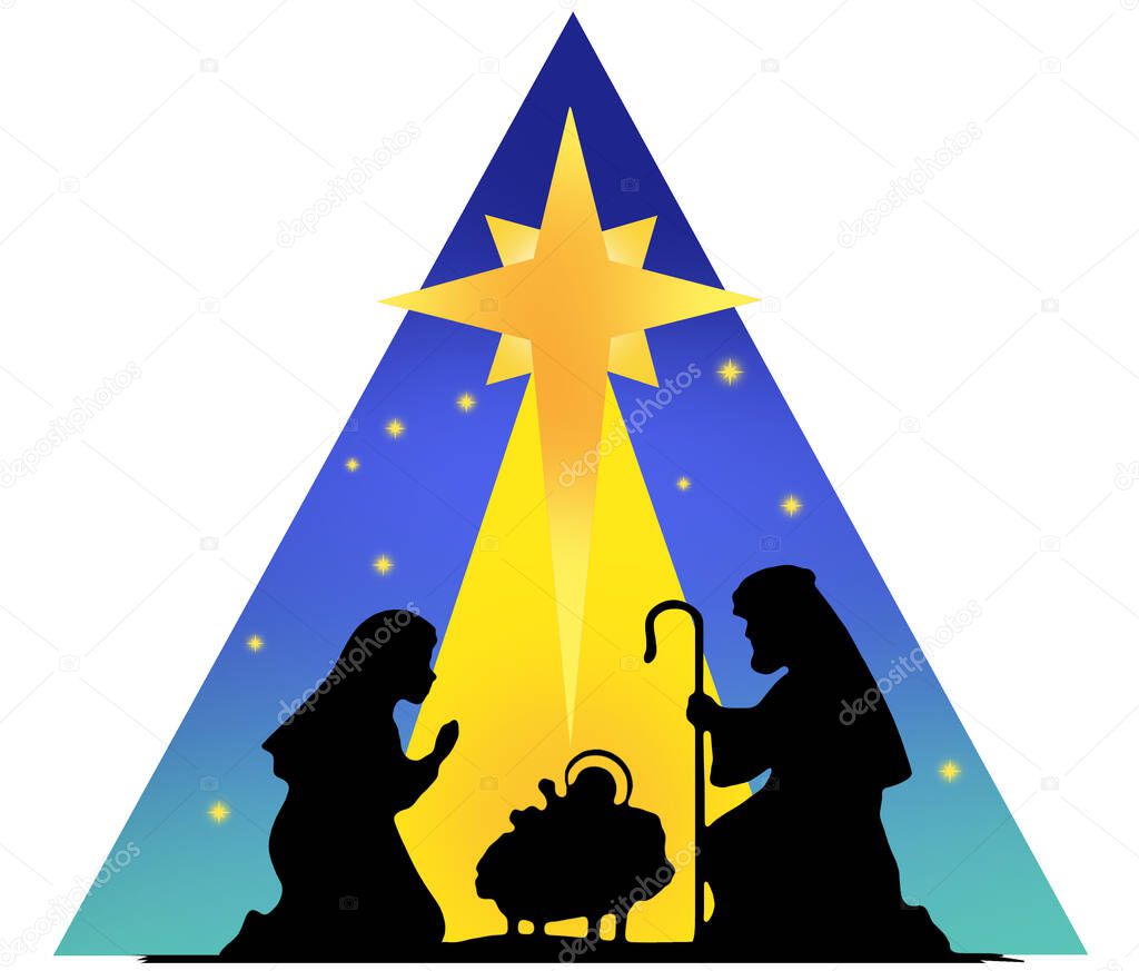 Nativity Silhouette , religion jesus family