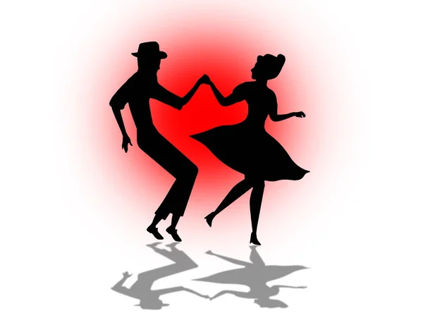 Swing Dance Çifti Illüstrasyon — Stok fotoğraf