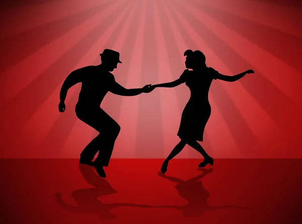 Swing Dance Çift Çizimi — Stok fotoğraf