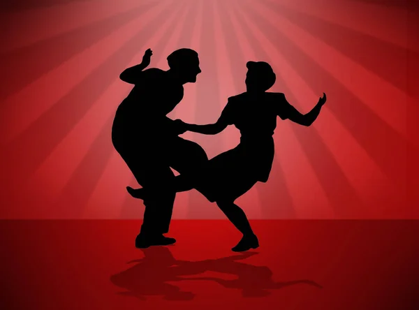 Swing Dance Paar Illustraties — Stockfoto