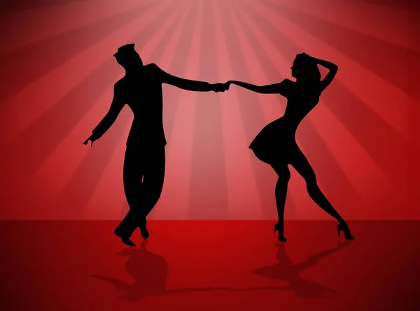Swing Dance Pár Ilustrace — Stock fotografie
