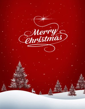 Mutlu noel yıldızları, ağaç, sezon kırmızısı