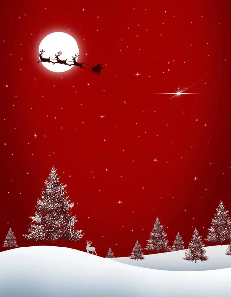 Julen Renar Och Tomtens Släde Träd Säsong December — Stockfoto