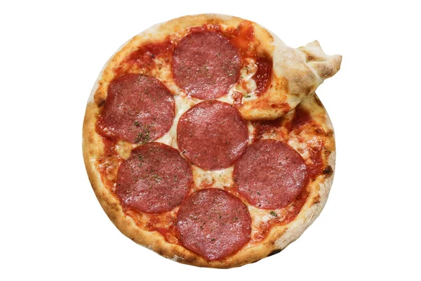 Pizza Salami Geïsoleerd Italiaans Voedsel — Stockfoto