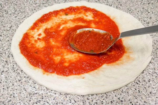 Pizza Sose Isoliert Italienisches Essen — Stockfoto