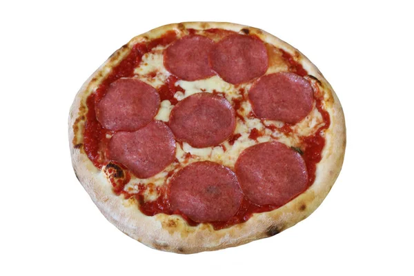 Pizza Salami Izolowane Włoskie Jedzenie — Zdjęcie stockowe