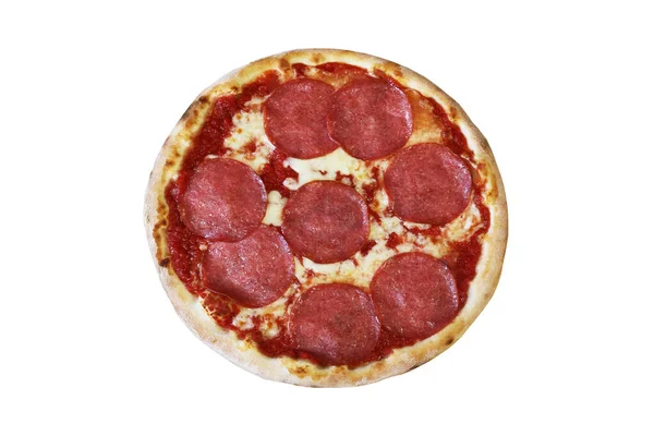 Pizza Salami Izolowane Włoskie Jedzenie — Zdjęcie stockowe