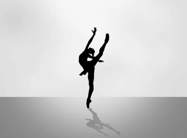 Balettitanssija Siluettitanssissa — kuvapankkivalokuva