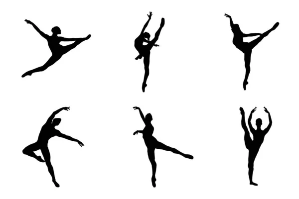 Ballerino Set Danza Classica Nella Danza Silhouette — Foto Stock