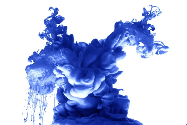 Tinta Água Azul Abstrato Fundo Fumaça Isolado — Fotografia de Stock