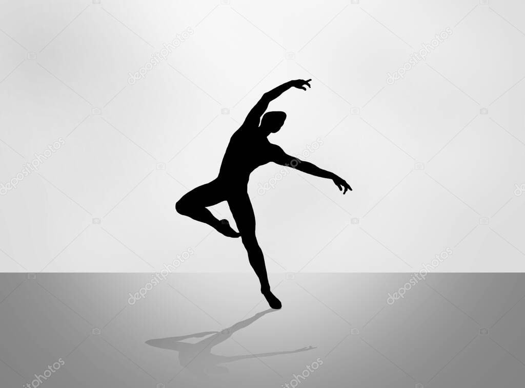 Ballet dancer in silhouette dancing