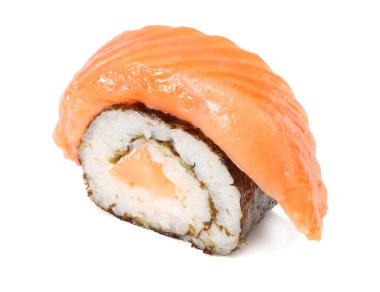 Suşi ile beyaz arka plan üzerinde izole kırmızı balık