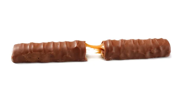 Karamell Schokoladenriegel Isoliert Auf Weißem Hintergrund — Stockfoto