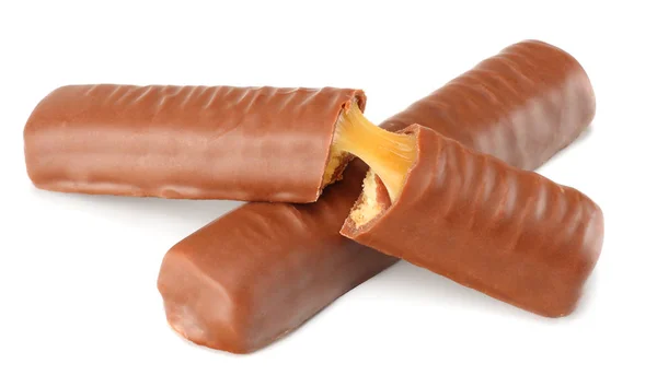 Karamellsjokoladeplate Isolert Hvit Bakgrunn – stockfoto