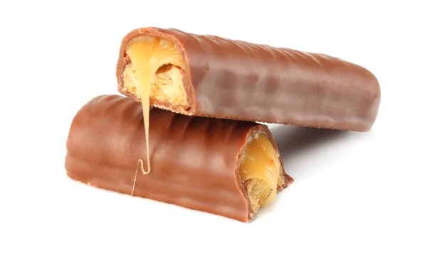Karamelové Čokolády Izolovaných Bílém Pozadí — Stock fotografie