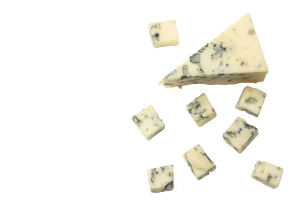 Blue Cheese Isolated White Background Top View — Stock Photo, Image