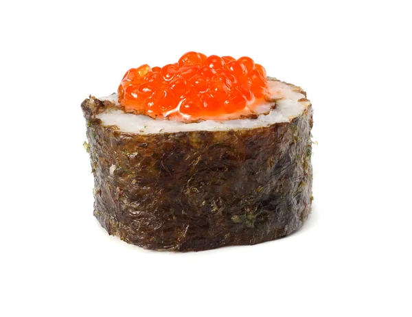 Sushi Con Caviale Rosso Isolato Fondo Bianco — Foto Stock